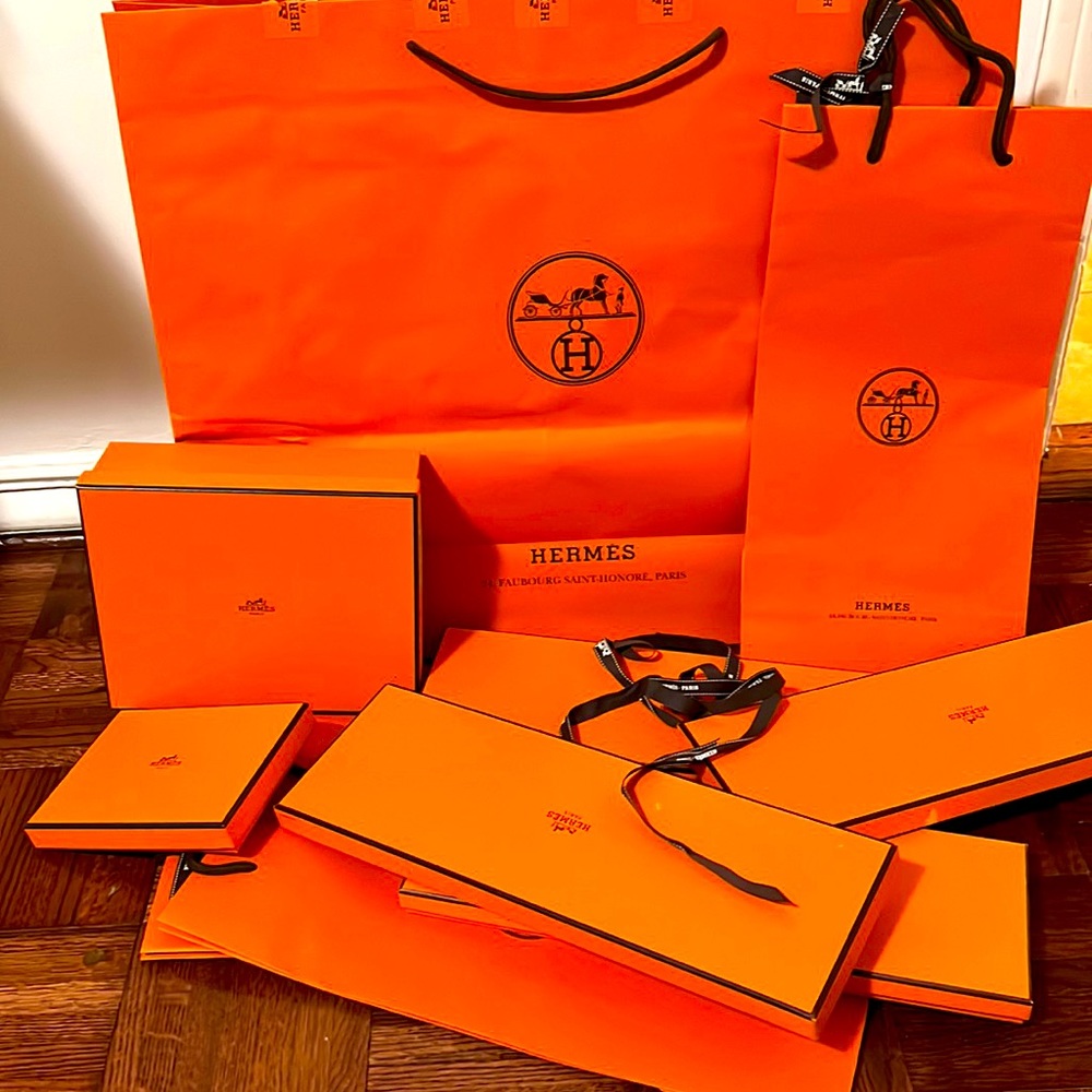 Empty Hermes shopping bags and boxes 10 pieces